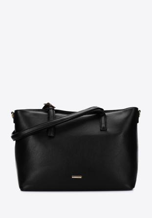 Faux leather shopper bag, black, 97-4Y-527-1, Photo 1