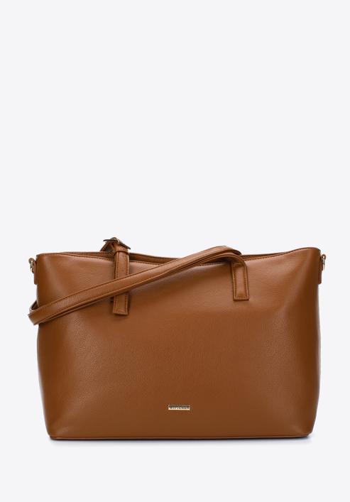 Faux leather shopper bag, brown, 97-4Y-527-1, Photo 1