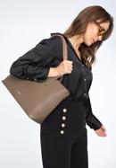 Faux leather shopper bag, beige, 97-4Y-527-4, Photo 15
