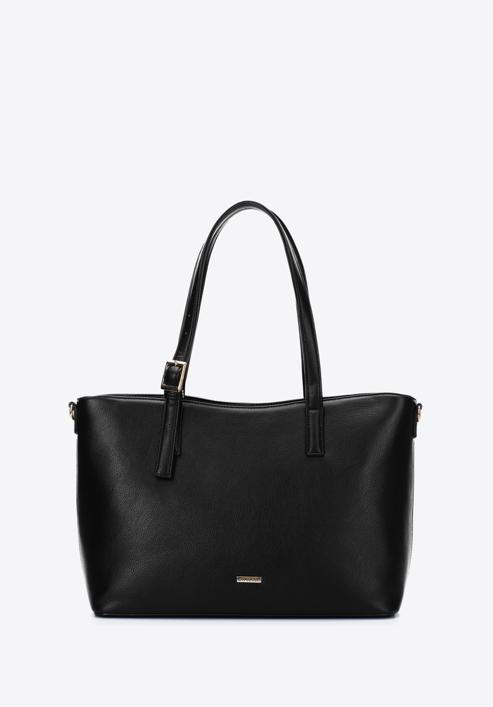 Faux leather shopper bag, black, 97-4Y-527-4, Photo 2