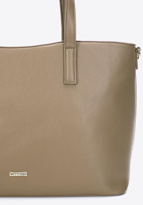 Faux leather shopper bag, beige, 97-4Y-527-4, Photo 5