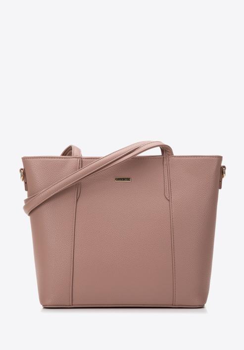 Women's faux leather shopper bag, muted pink, 97-4Y-612-8, Photo 1