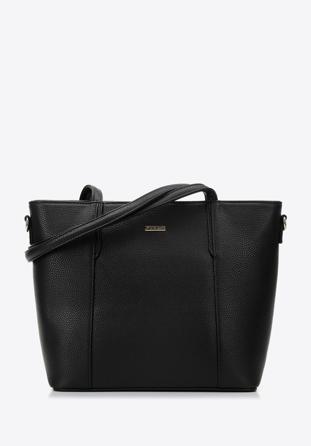 Women's faux leather shopper bag, black, 97-4Y-612-1, Photo 1
