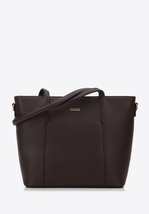 Women's faux leather shopper bag, brown, 97-4Y-612-1, Photo 1