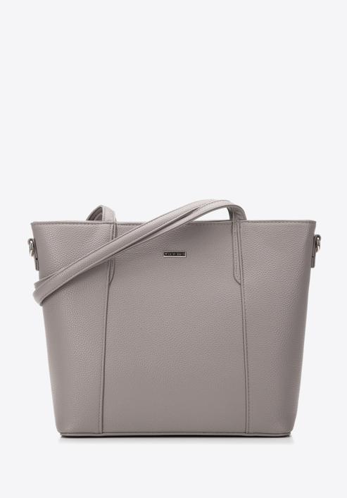 Women's faux leather shopper bag, grey, 97-4Y-612-1, Photo 1