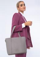 Women's faux leather shopper bag, grey, 97-4Y-612-1, Photo 15