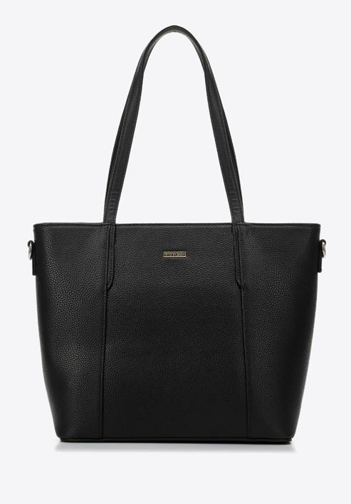 Women's faux leather shopper bag, black, 97-4Y-612-4, Photo 2
