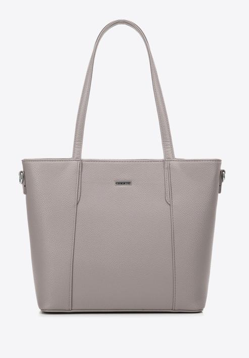 Women's faux leather shopper bag, grey, 97-4Y-612-1, Photo 2