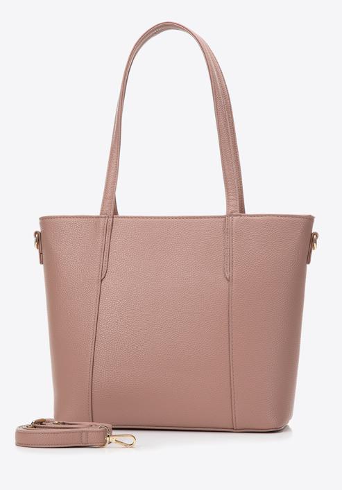 Women's faux leather shopper bag, muted pink, 97-4Y-612-8, Photo 3