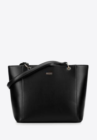 Faux leather shopper bag, black, 97-4Y-631-1, Photo 1