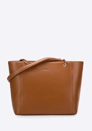 Faux leather shopper bag, brown, 97-4Y-631-5, Photo 1