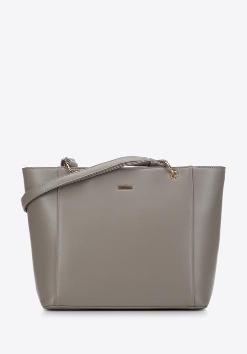 Faux leather shopper bag, grey, 97-4Y-631-8, Photo 1