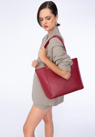 Faux leather shopper bag, red, 97-4Y-631-3, Photo 1