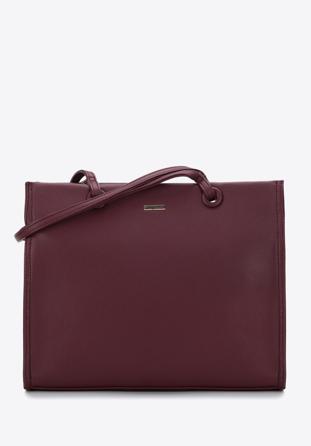 Faux leather shopper bag, plum, 97-4Y-632-3, Photo 1