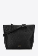 Quilted faux leather shopper bag, black, 97-4Y-243-1, Photo 1