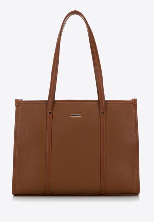 Faux leather shopper bag, brown, 98-4Y-302-5, Photo 1