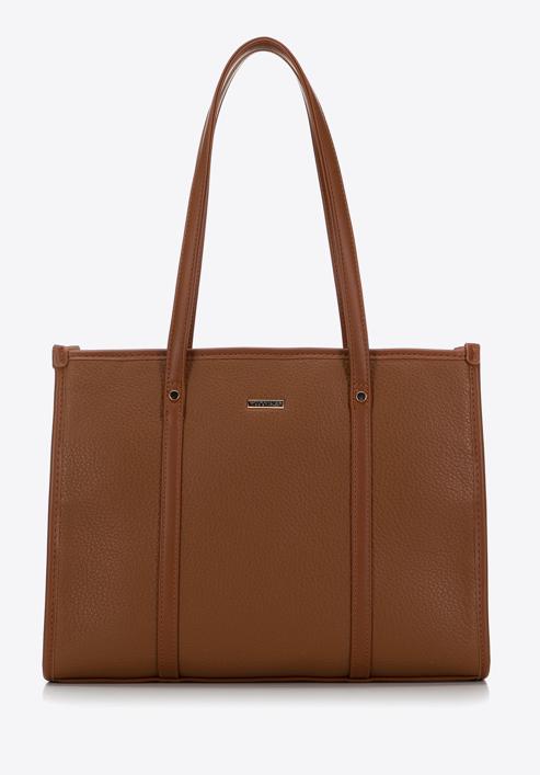 Faux leather shopper bag, brown, 98-4Y-302-1, Photo 1