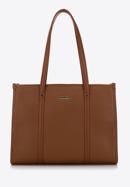 Faux leather shopper bag, brown, 98-4Y-302-1, Photo 1