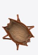 Torebka shopperka z ekoskóry z pionowym obszyciem, brązowy, 98-4Y-302-9, Zdjęcie 3