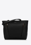 Faux leather vertical zip detail shopper bag, black, 97-4Y-530-9, Photo 1