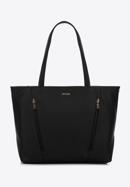 Faux leather vertical zip detail shopper bag, black, 97-4Y-530-9, Photo 2
