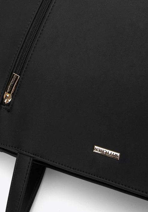 Faux leather vertical zip detail shopper bag, black, 97-4Y-530-9, Photo 5