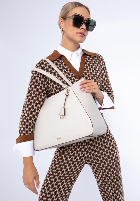 Croc faux leather shopper bag, cream, 97-4Y-521-9, Photo 15