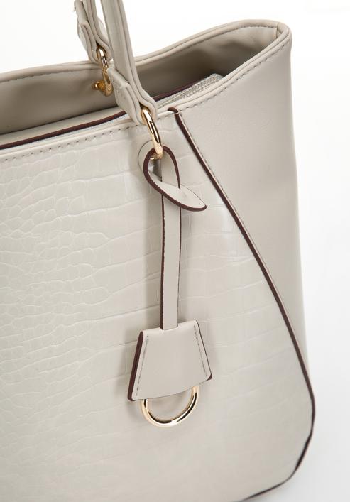 Croc faux leather shopper bag, cream, 97-4Y-521-9, Photo 5