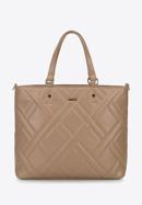 Quilted faux leather shopper bag, beige, 95-4Y-503-1, Photo 1