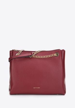 Leather shopper with pebbled texture, red, 97-4E-621-3, Photo 1