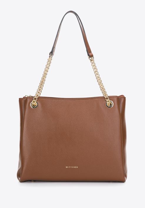 Leather shopper with pebbled texture, brown, 97-4E-621-1S, Photo 2