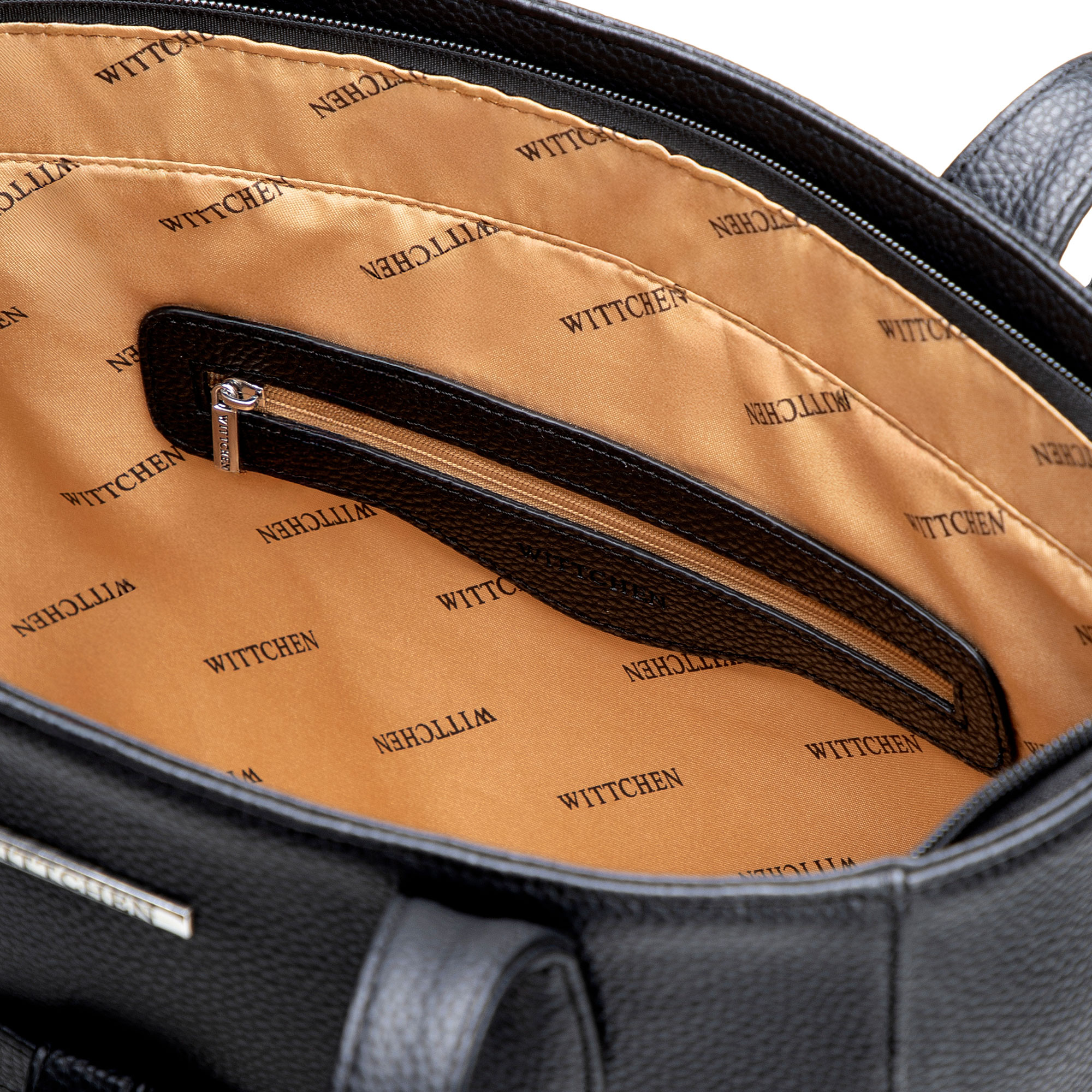 Dámska shopper kabelka z ekologickej kože čierno-strieborná s predným vreckom 29-4Y-002-B1, Vyberte variant čierno-strieborná