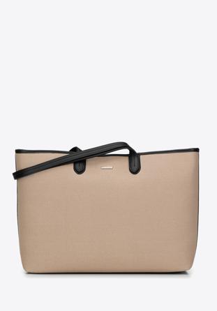 Shopper bag, beige-black, 98-4Y-500-91, Photo 1