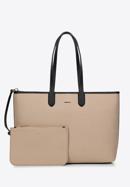 Shopper bag with faux leather trim, beige-black, 98-4Y-500-91, Photo 2