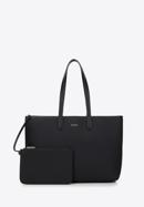 Shopper bag with faux leather trim, black, 98-4Y-500-91, Photo 3