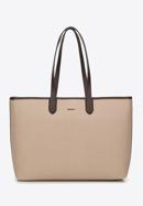 Shopper bag with faux leather trim, beige-brown, 98-4Y-500-59, Photo 3