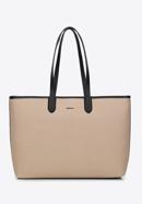 Shopper bag with faux leather trim, beige-black, 98-4Y-500-91, Photo 3