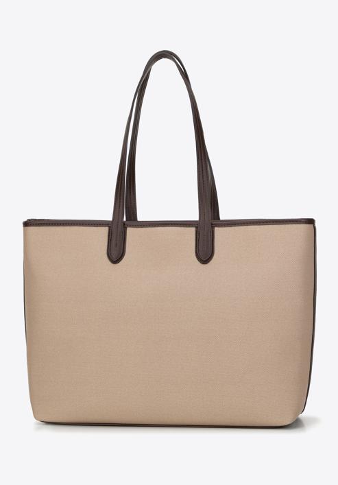 Shopper bag with faux leather trim, beige-brown, 98-4Y-500-59, Photo 4