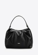 Ruched faux leather shopper bag, black, 97-4Y-525-9, Photo 1