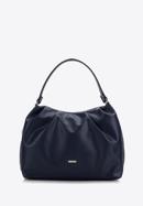 Ruched faux leather shopper bag, navy blue, 97-4Y-525-7, Photo 1