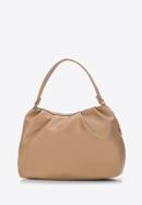 Ruched faux leather shopper bag, beige, 97-4Y-525-9, Photo 2