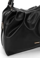 Ruched faux leather shopper bag, black, 97-4Y-525-9, Photo 4