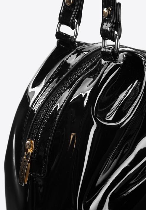 Patent faux leather shopper bag, black, 97-4Y-524-1, Photo 4