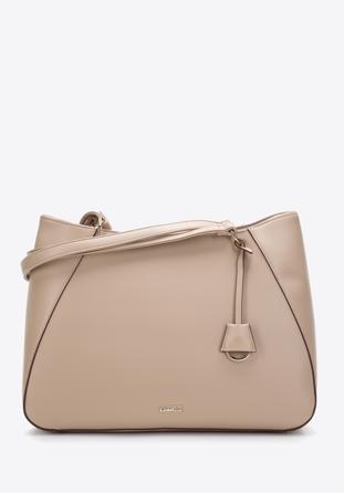 Faux leather shopper bag, beige, 97-4Y-520-9, Photo 1