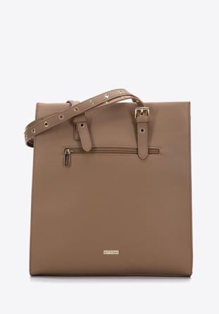 Shopper bag with studded handles, brown, 97-4Y-516-9, Photo 1
