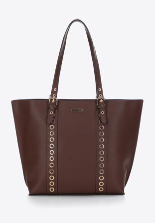 Studded strap shopper bag, brown, 97-4Y-771-5, Photo 1