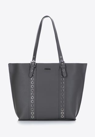 Studded strap shopper bag, grey, 97-4Y-771-8, Photo 1