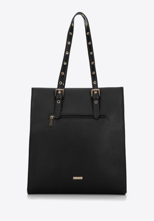 Shopper bag with studded handles, black, 97-4Y-516-1, Photo 2