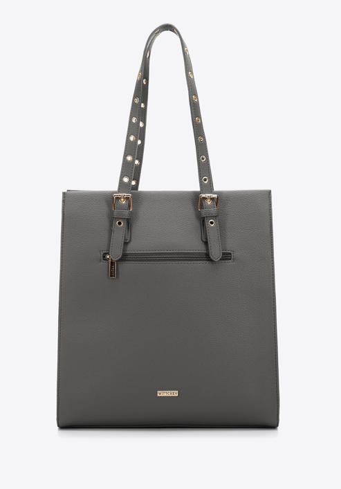 Shopper bag with studded handles, grey, 97-4Y-516-9, Photo 2