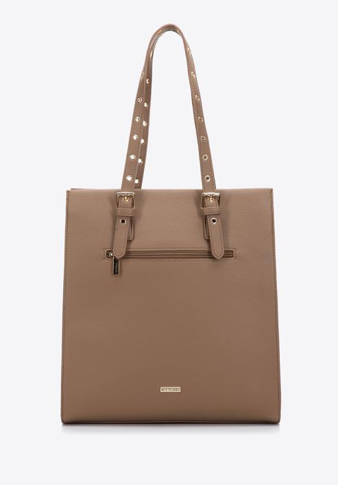 Shopper bag with studded handles, brown, 97-4Y-516-1, Photo 2